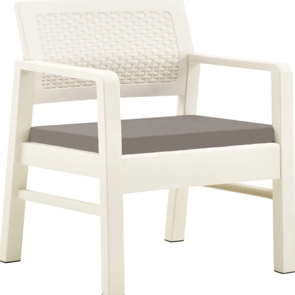 MAISON EXCLUSIVE - Salon de jardin 3 pcs avec coussins plastique blanc