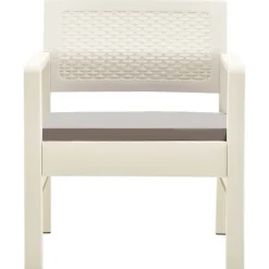 MAISON EXCLUSIVE - Salon de jardin 3 pcs avec coussins plastique blanc