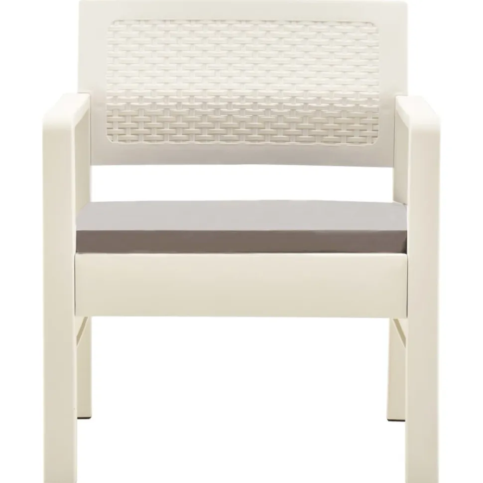 MAISON EXCLUSIVE - Salon de jardin 3 pcs avec coussins plastique blanc