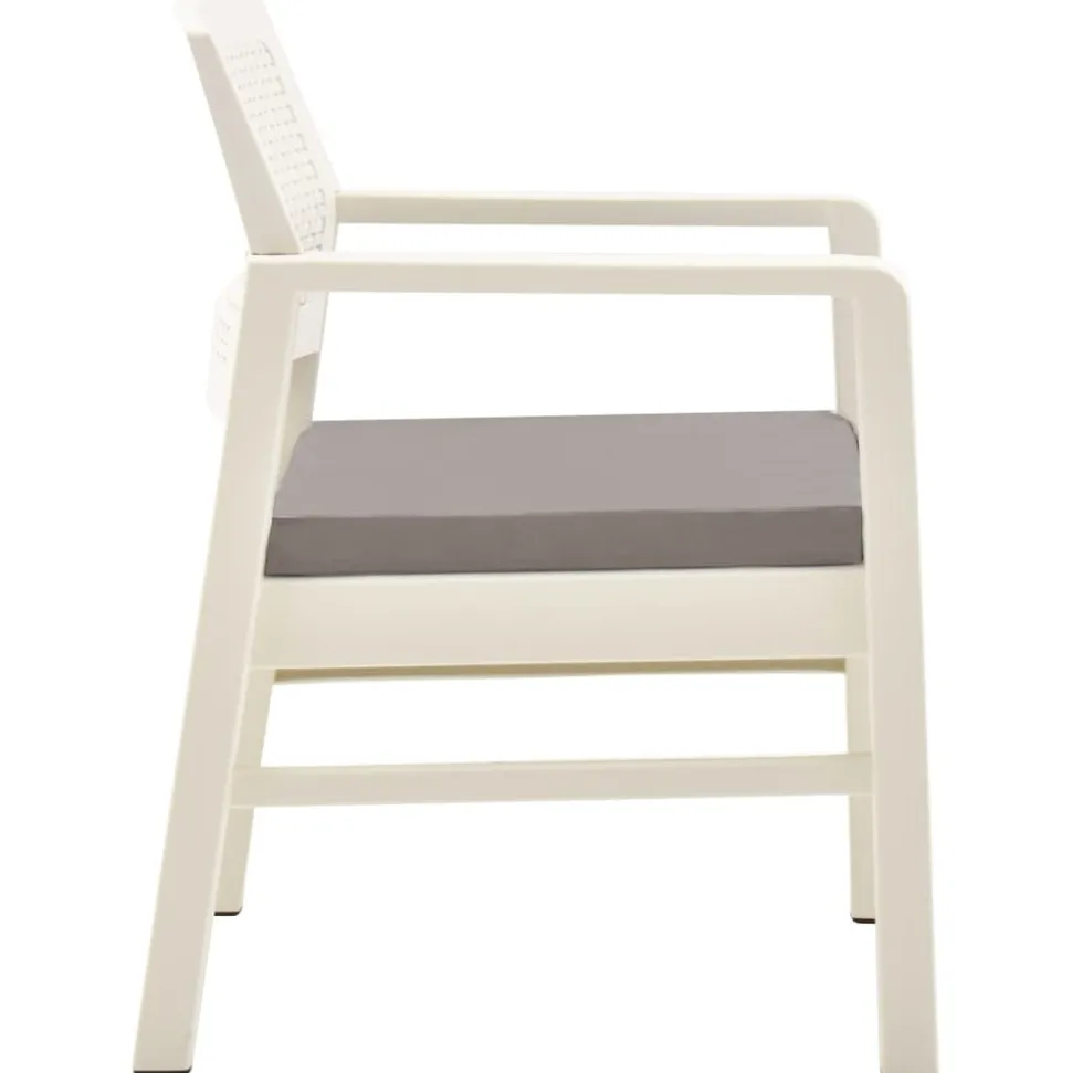 MAISON EXCLUSIVE - Salon de jardin 3 pcs avec coussins plastique blanc
