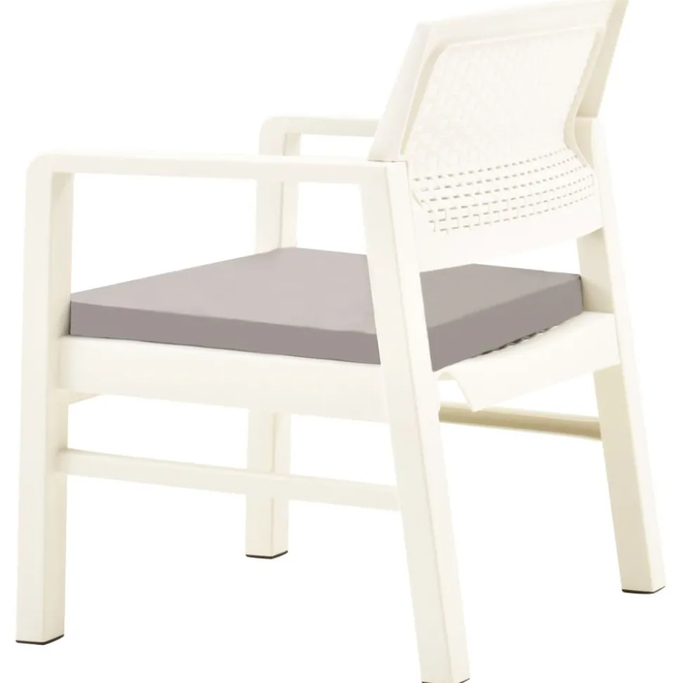 MAISON EXCLUSIVE - Salon de jardin 3 pcs avec coussins plastique blanc