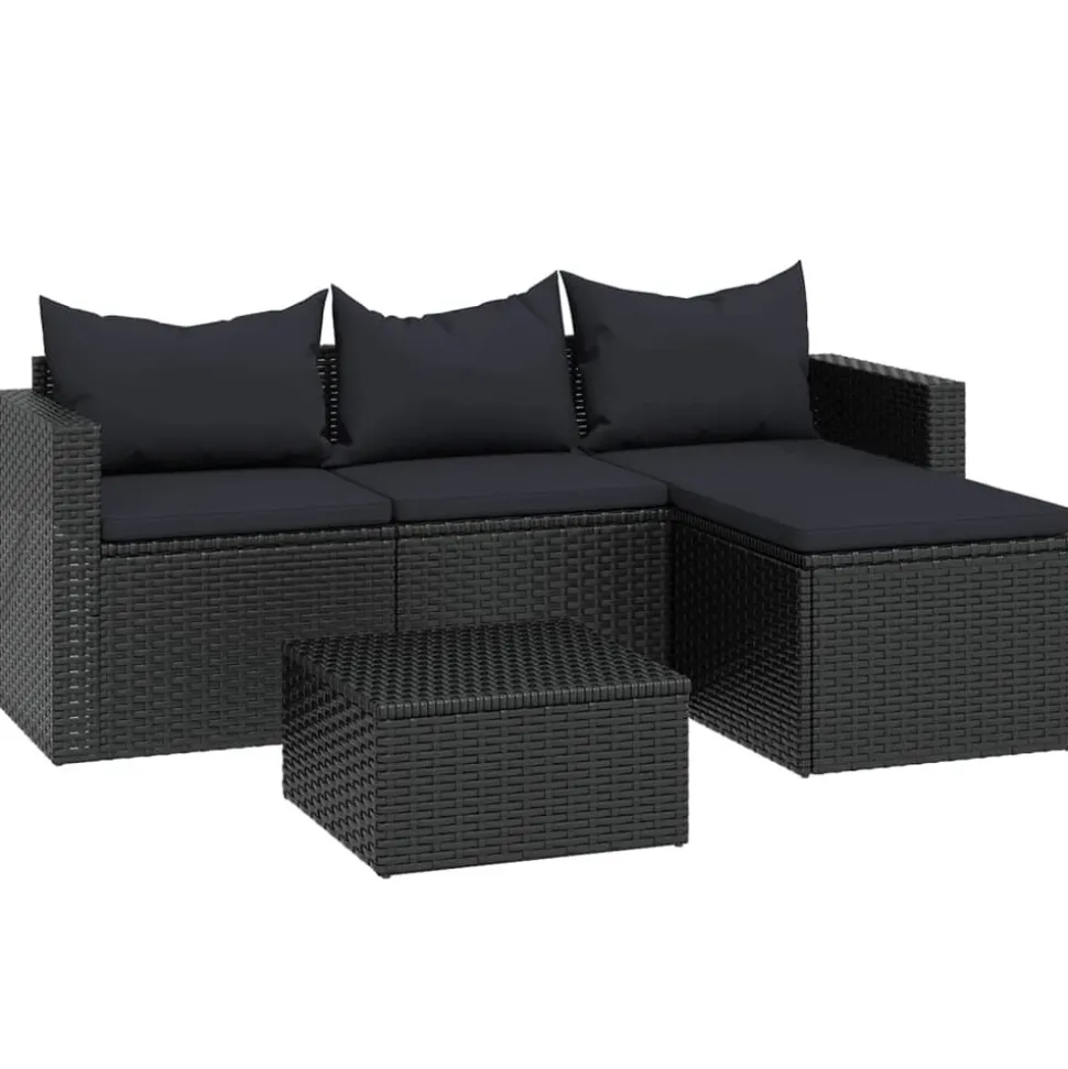 MAISON EXCLUSIVE - Salon de jardin noir résine tressée