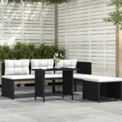 MAISON EXCLUSIVE - Salon de jardin 4 pcs résine tressée noir