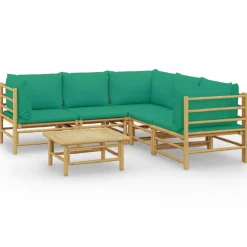 MAISON EXCLUSIVE - Salon de jardin 6 pcs avec coussins vert bambou
