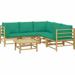 MAISON EXCLUSIVE - Salon de jardin 6 pcs avec coussins vert bambou