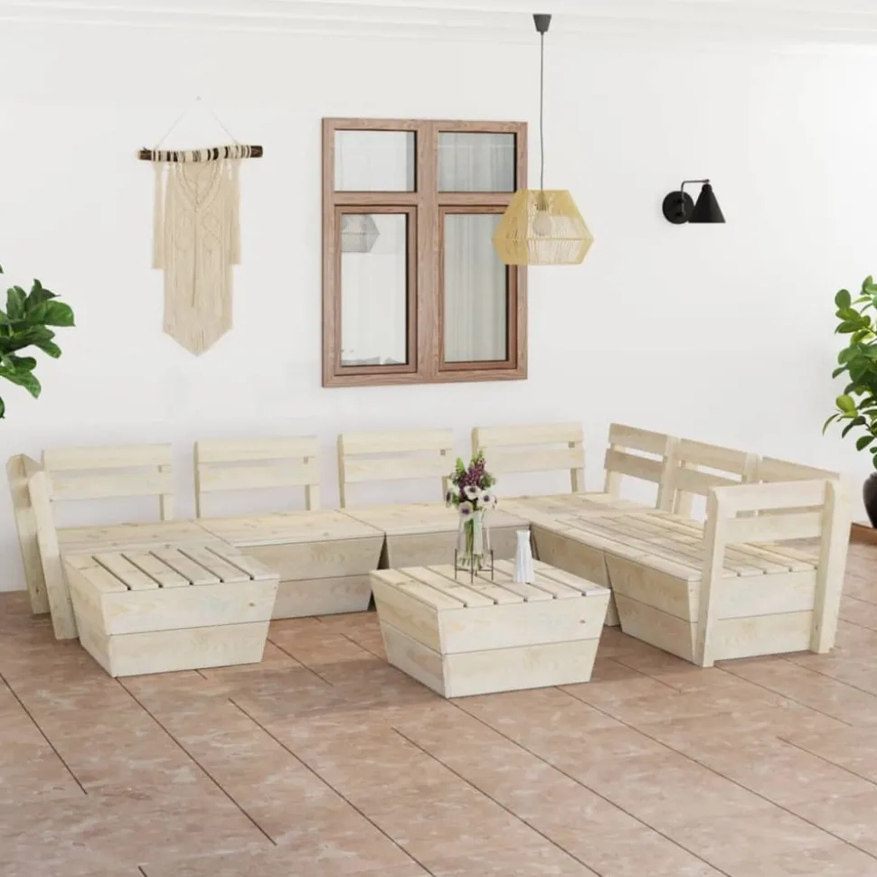 MAISON EXCLUSIVE - Salon de jardin palette 8 pcs bois d'épicéa imprégné