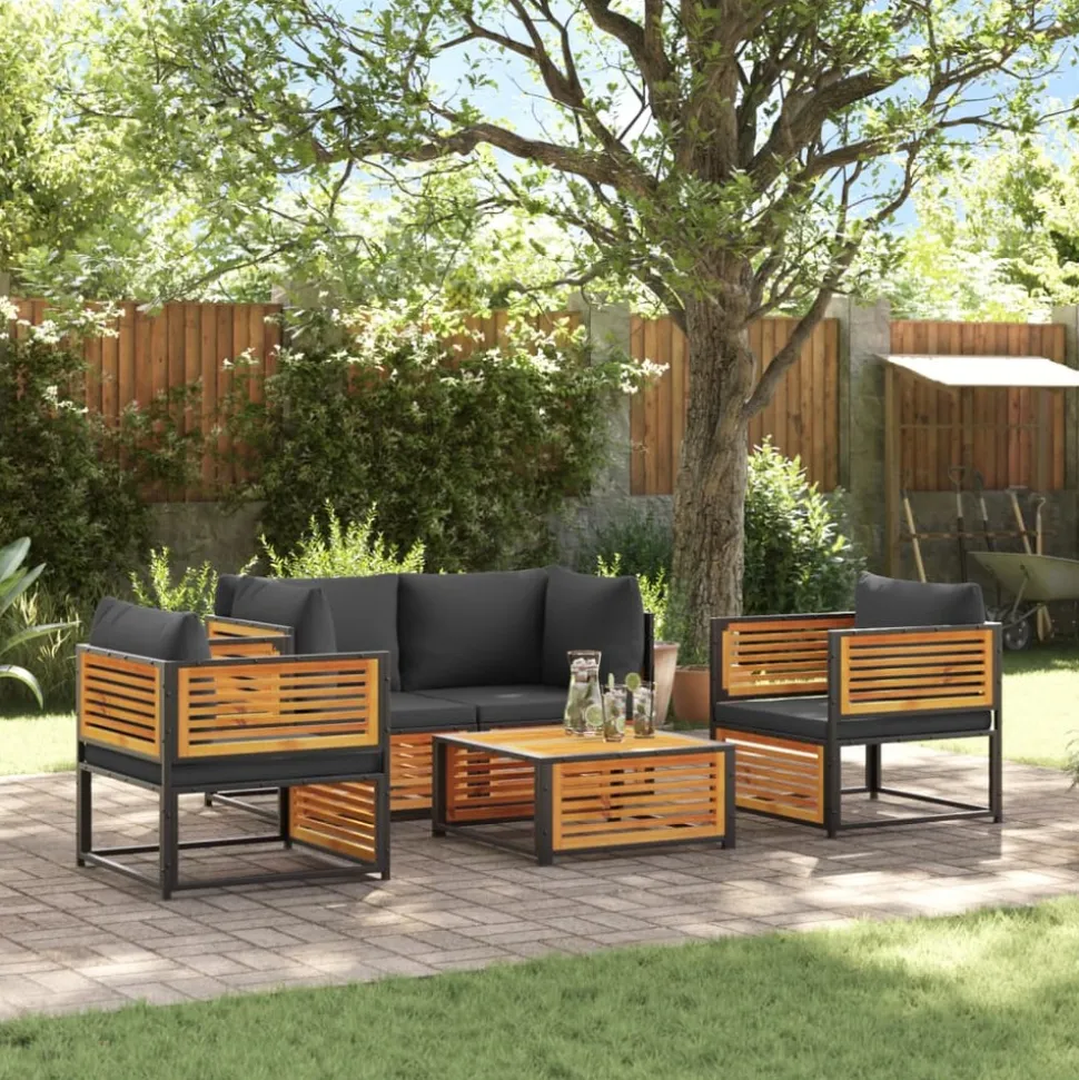 MAISON EXCLUSIVE - Salon de jardin avec coussins 5 pcs bois d'acacia solide