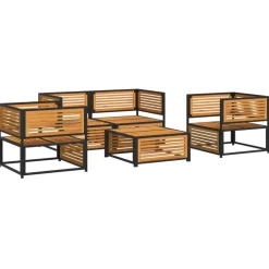 MAISON EXCLUSIVE - Salon de jardin avec coussins 5 pcs bois d'acacia solide