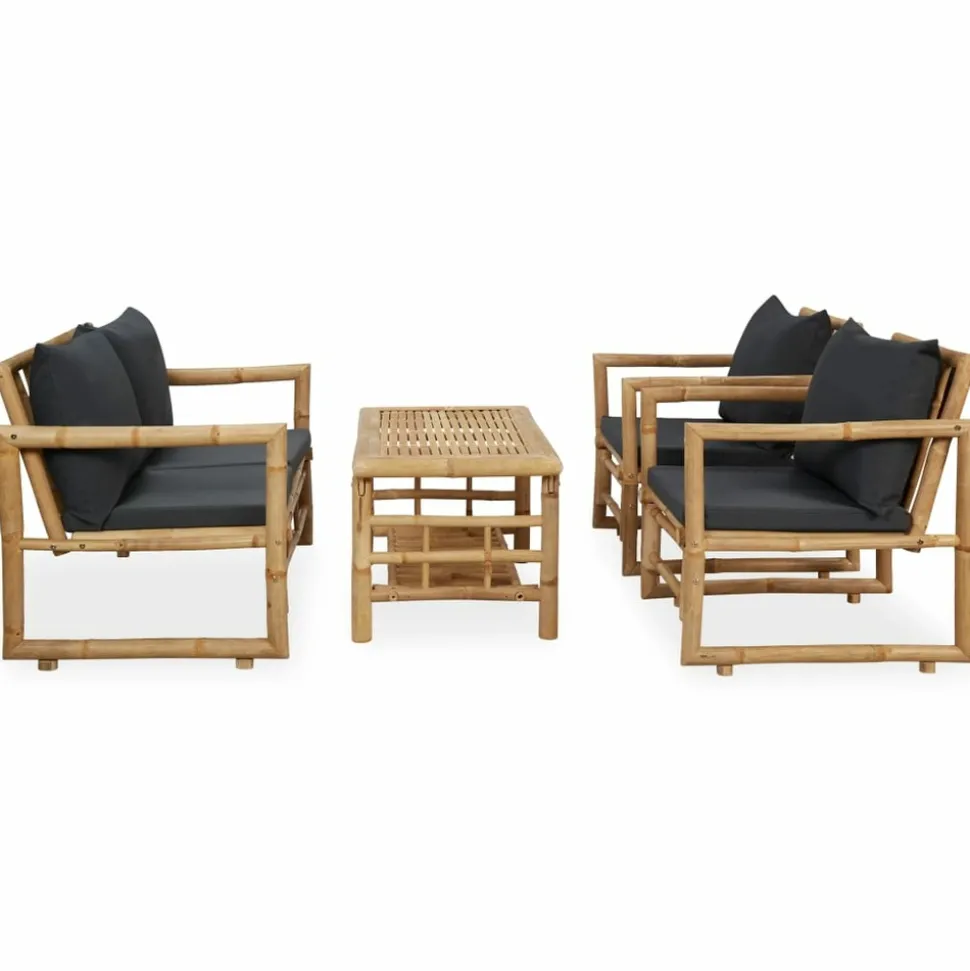 MAISON EXCLUSIVE - Salon de jardin 4 pcs avec coussins bambou