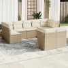 MAISON EXCLUSIVE - Salon de jardin avec coussins 9 pcs beige résine tressée