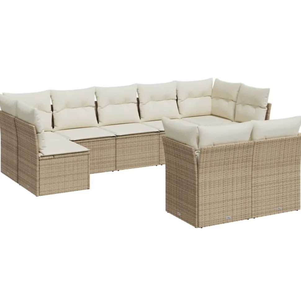 MAISON EXCLUSIVE - Salon de jardin avec coussins 9 pcs beige résine tressée