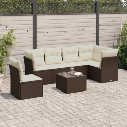 MAISON EXCLUSIVE - Salon de jardin avec coussins 6 pcs marron résine tressée