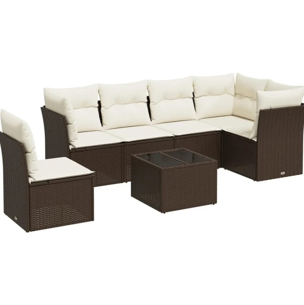 MAISON EXCLUSIVE - Salon de jardin avec coussins 6 pcs marron résine tressée