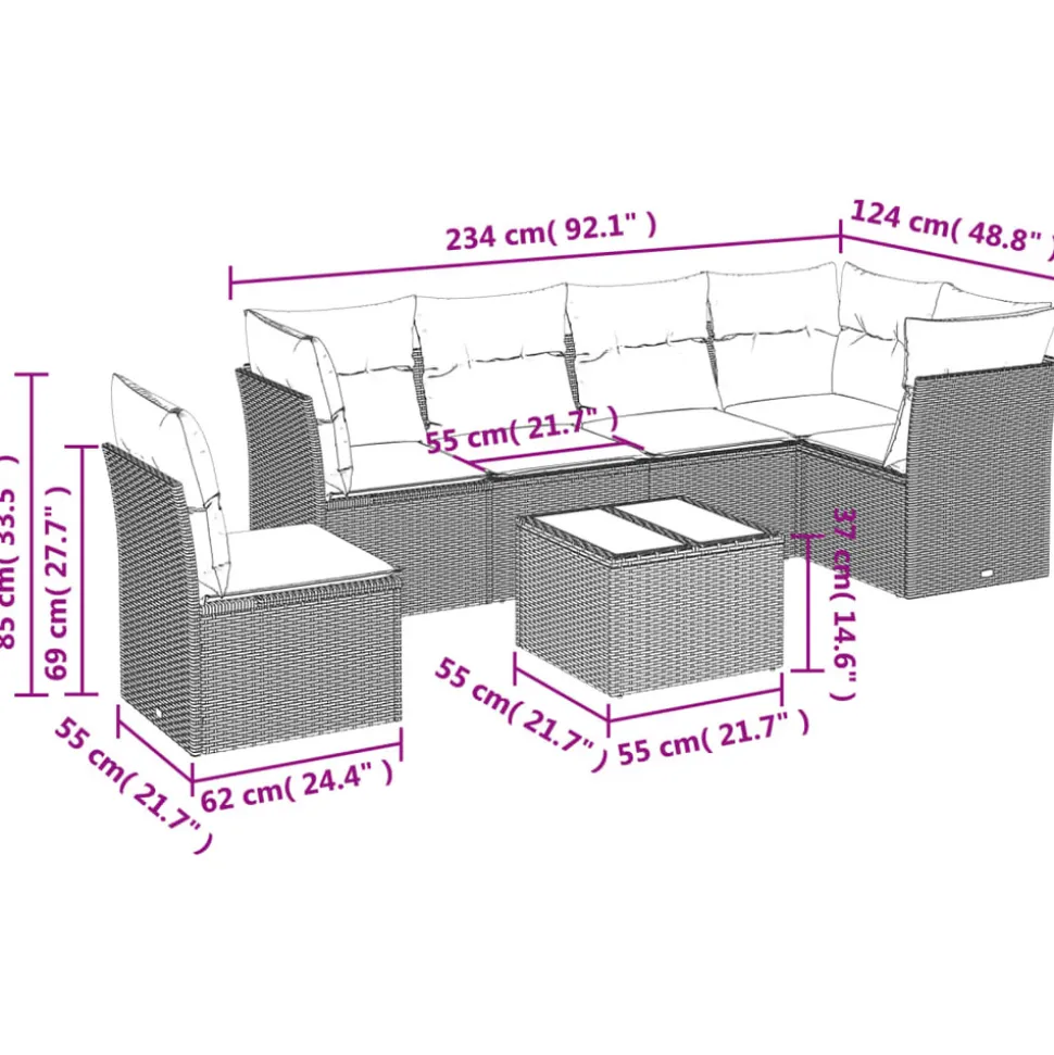 MAISON EXCLUSIVE - Salon de jardin avec coussins 6 pcs marron résine tressée