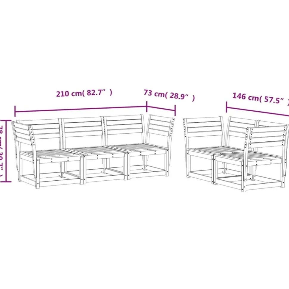 MAISON EXCLUSIVE - Salon de jardin 5 pcs bois de pin massif