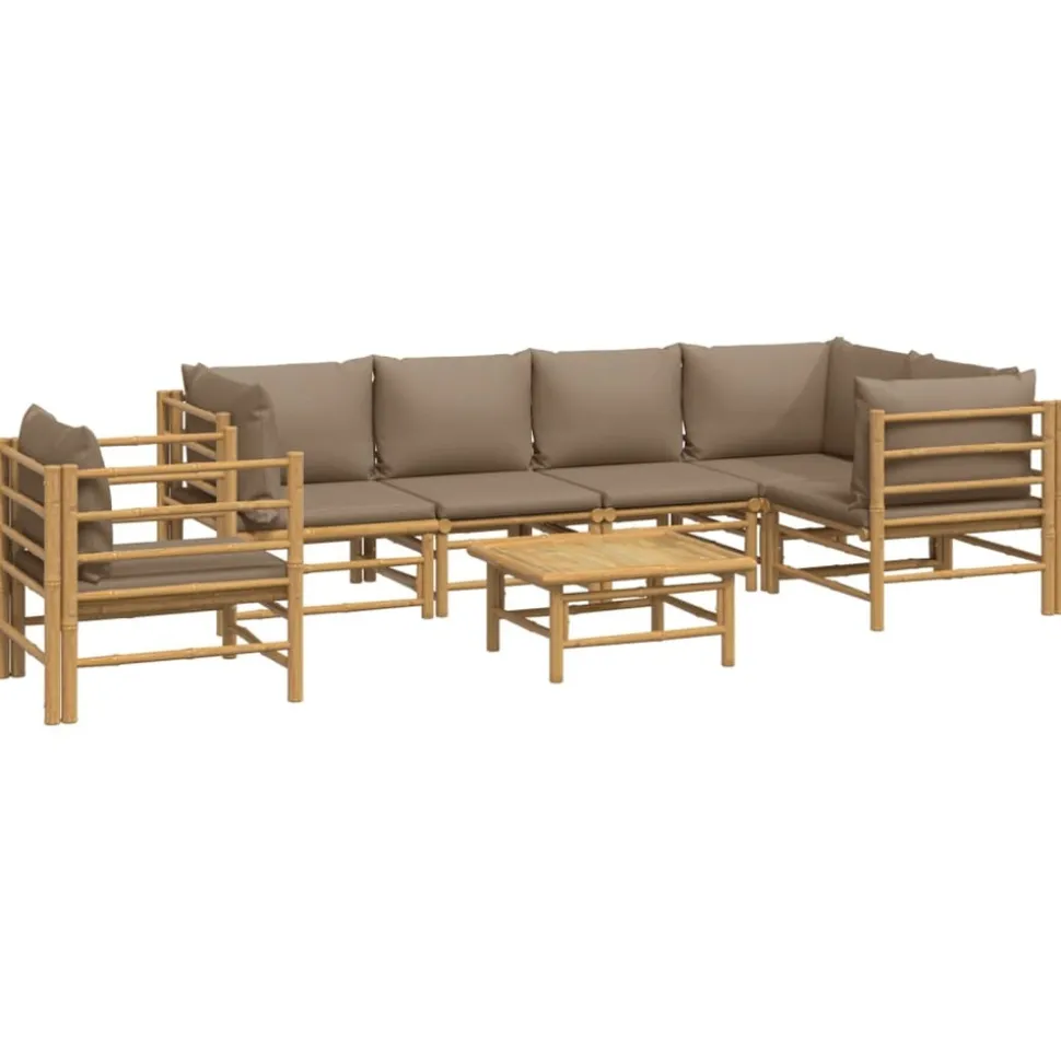 MAISON EXCLUSIVE - Salon de jardin 7 pcs avec coussins taupe bambou