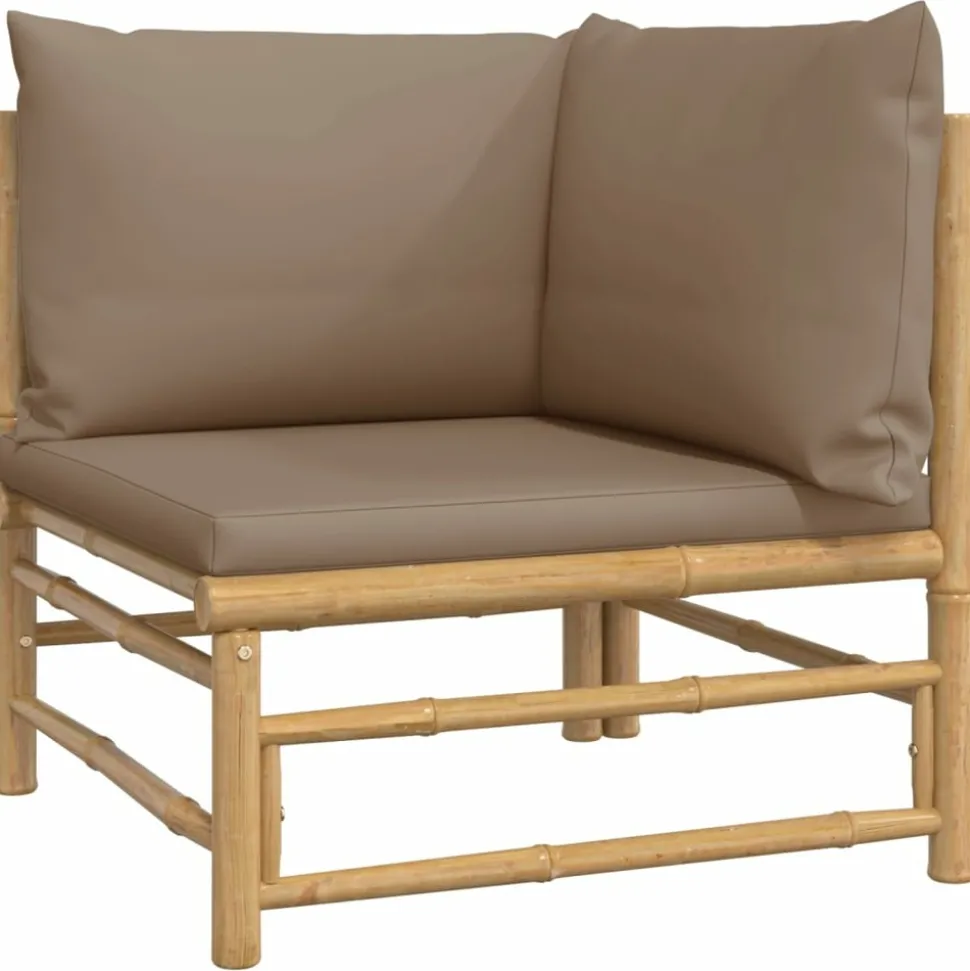 MAISON EXCLUSIVE - Salon de jardin 7 pcs avec coussins taupe bambou