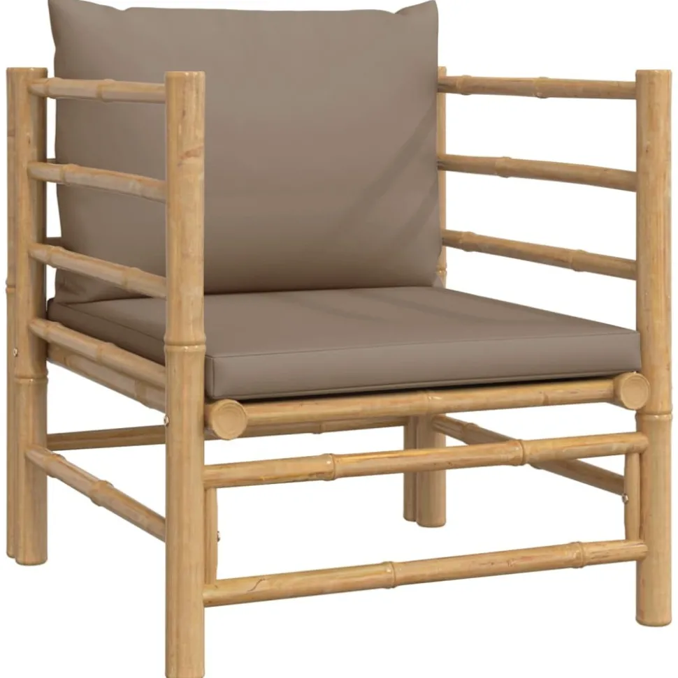 MAISON EXCLUSIVE - Salon de jardin 7 pcs avec coussins taupe bambou