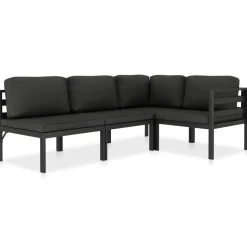 MAISON EXCLUSIVE - Salon de jardin 4 pcs avec coussins aluminium anthracite