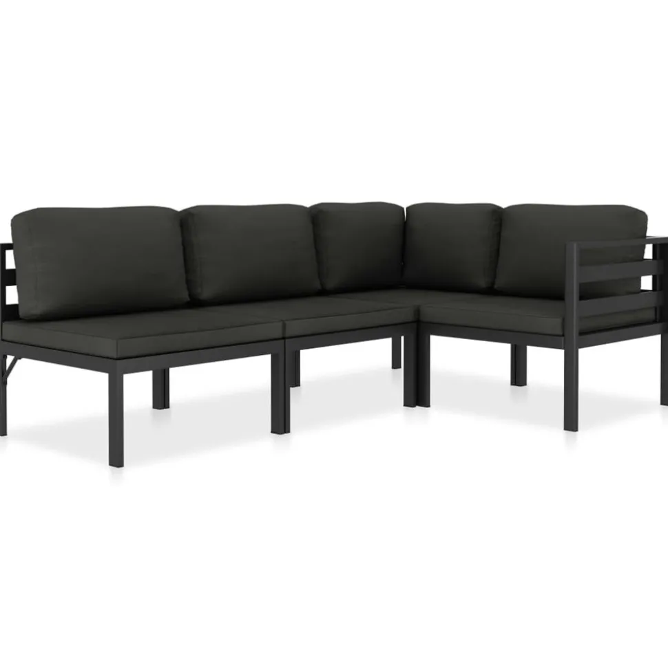 MAISON EXCLUSIVE - Salon de jardin 4 pcs avec coussins aluminium anthracite