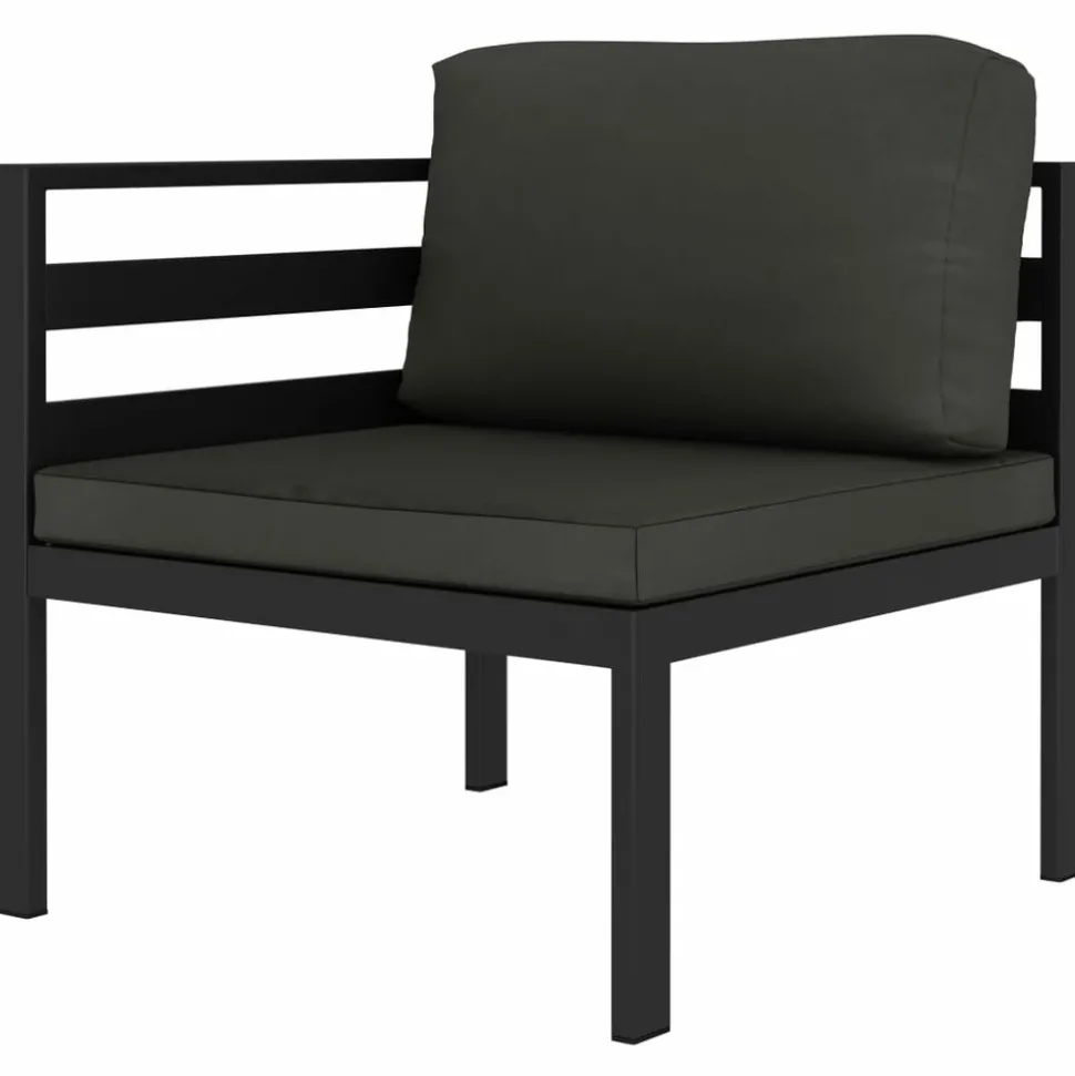 MAISON EXCLUSIVE - Salon de jardin 4 pcs avec coussins aluminium anthracite