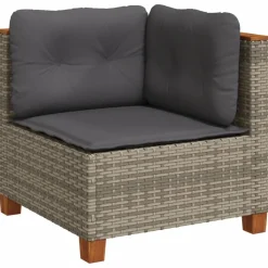 MAISON EXCLUSIVE - Salon de jardin 9 pcs avec coussins gris résine tressée