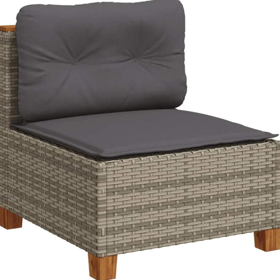 MAISON EXCLUSIVE - Salon de jardin 9 pcs avec coussins gris résine tressée