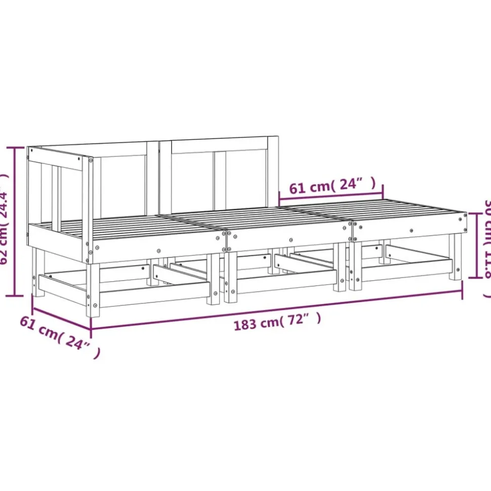MAISON EXCLUSIVE - Salon de jardin 3 pcs bois massif douglas