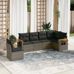 MAISON EXCLUSIVE - Salon de jardin 6 pcs avec coussins gris résine tressée