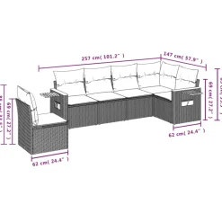 MAISON EXCLUSIVE - Salon de jardin 6 pcs avec coussins gris résine tressée