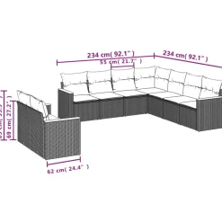 MAISON EXCLUSIVE - Salon de jardin avec coussins 9 pcs beige résine tressée