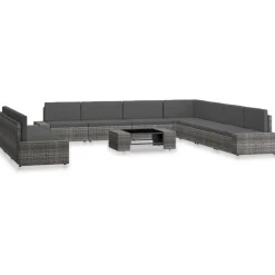 MAISON EXCLUSIVE - Salon de jardin 10 pcs résine tressée gris