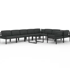 MAISON EXCLUSIVE - Salon de jardin 10 pcs avec coussins aluminium anthracite