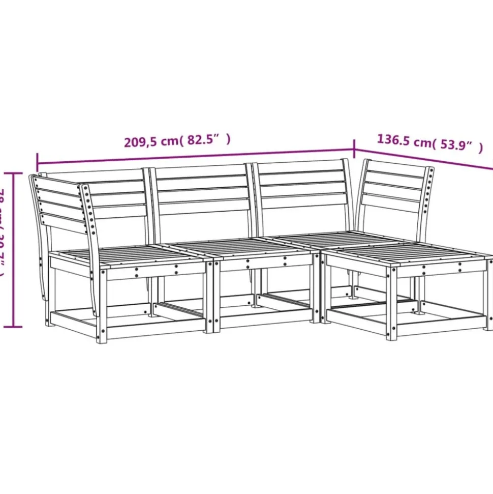 MAISON EXCLUSIVE - Salon de jardin 4 pcs bois massif douglas