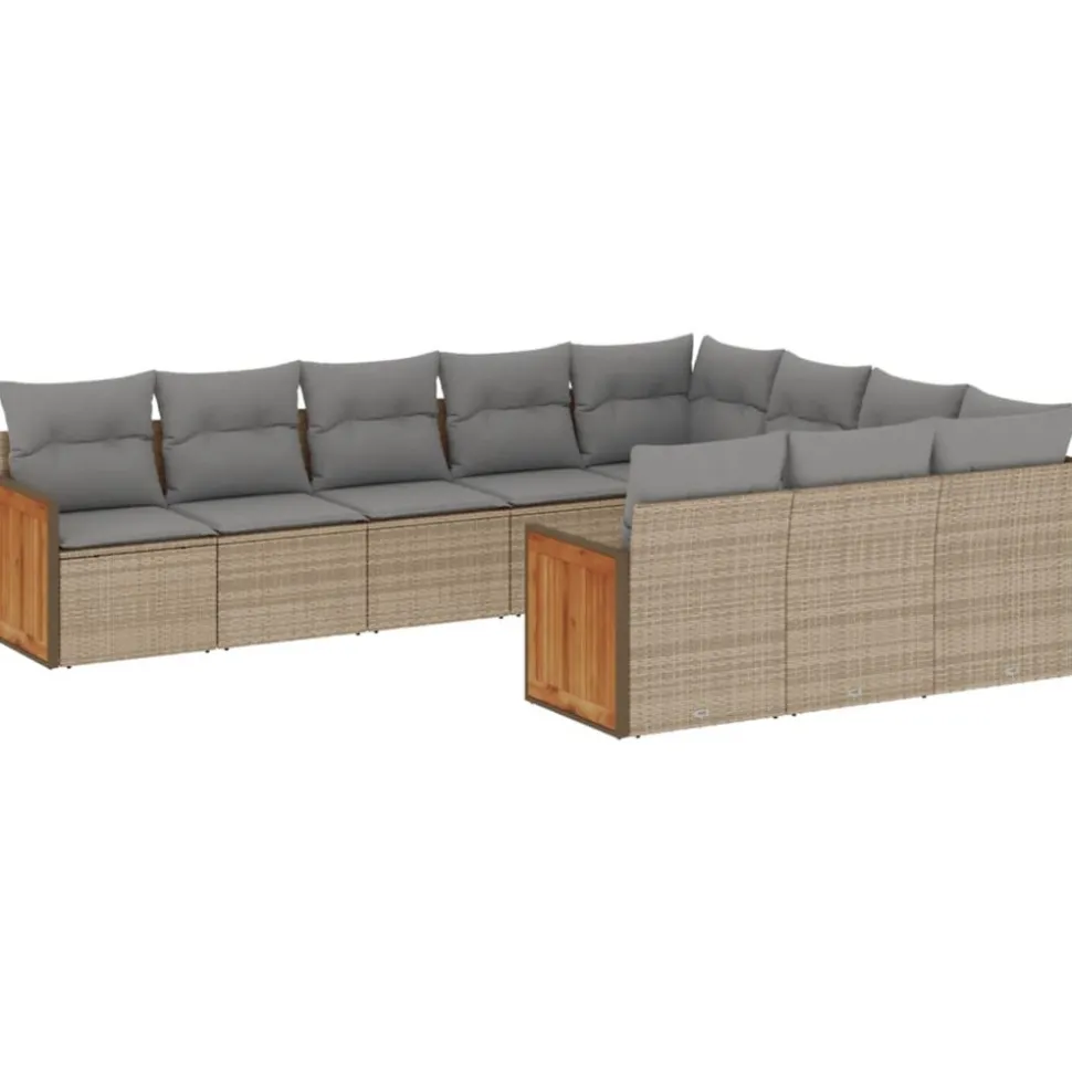 MAISON EXCLUSIVE - Salon de jardin avec coussins 10 pcs beige résine tressée