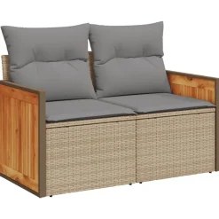 MAISON EXCLUSIVE - Salon de jardin avec coussins 10 pcs beige résine tressée
