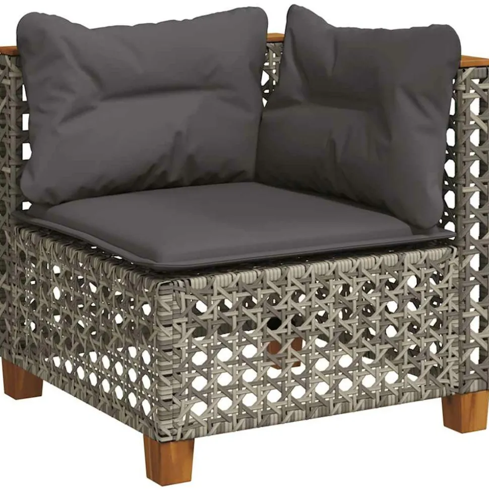 MAISON EXCLUSIVE - Salon de jardin avec coussins 7 pcs gris résine tressée