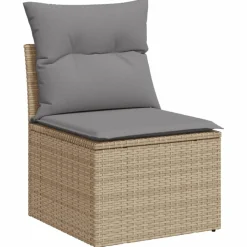 MAISON EXCLUSIVE - Salon de jardin avec coussins 9 pcs beige résine tressée