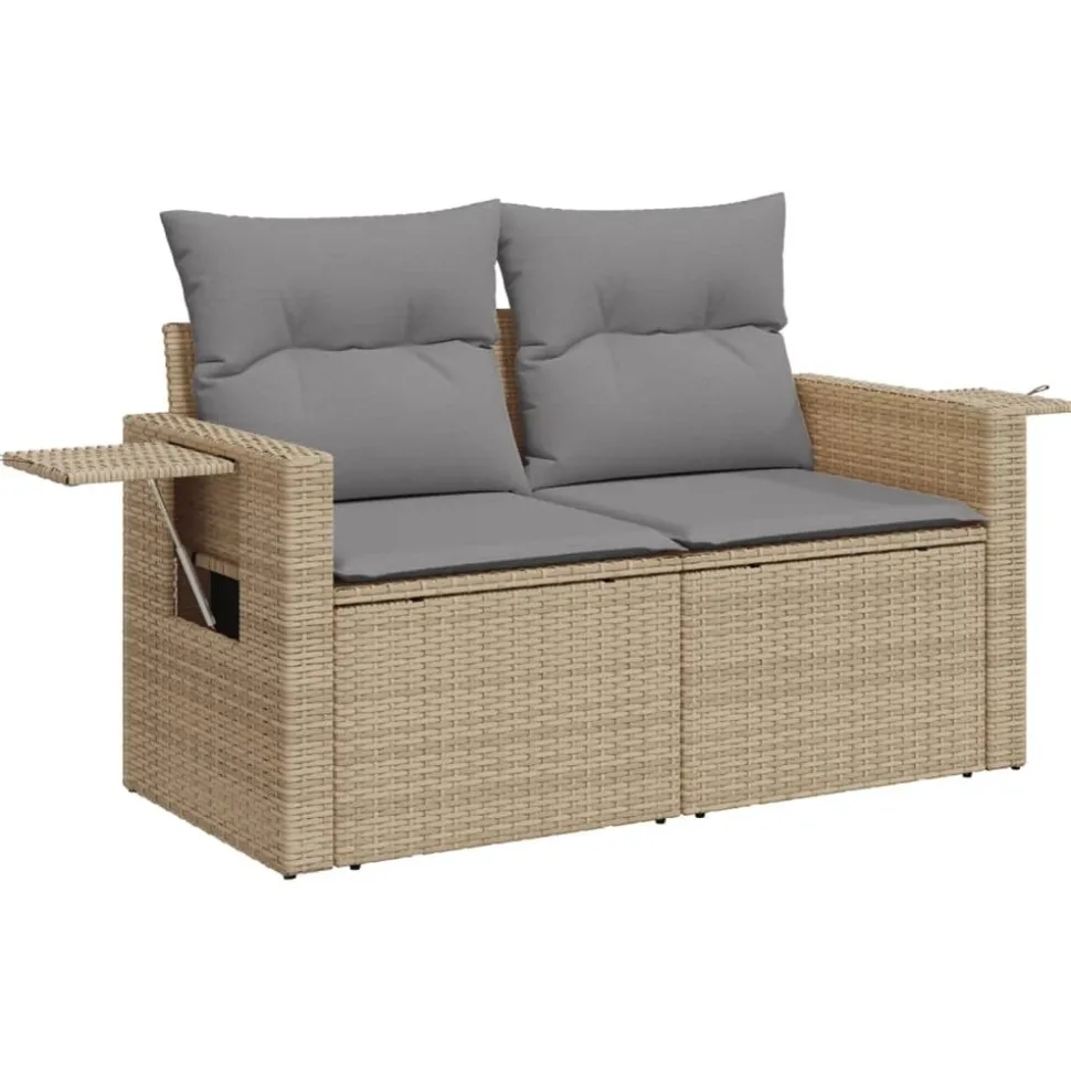 MAISON EXCLUSIVE - Salon de jardin avec coussins 9 pcs beige résine tressée