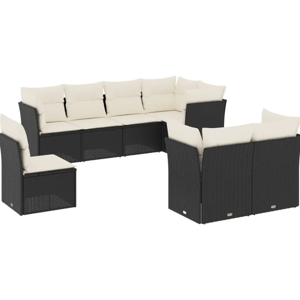 MAISON EXCLUSIVE - Salon de jardin 8 pcs avec coussins noir résine tressée