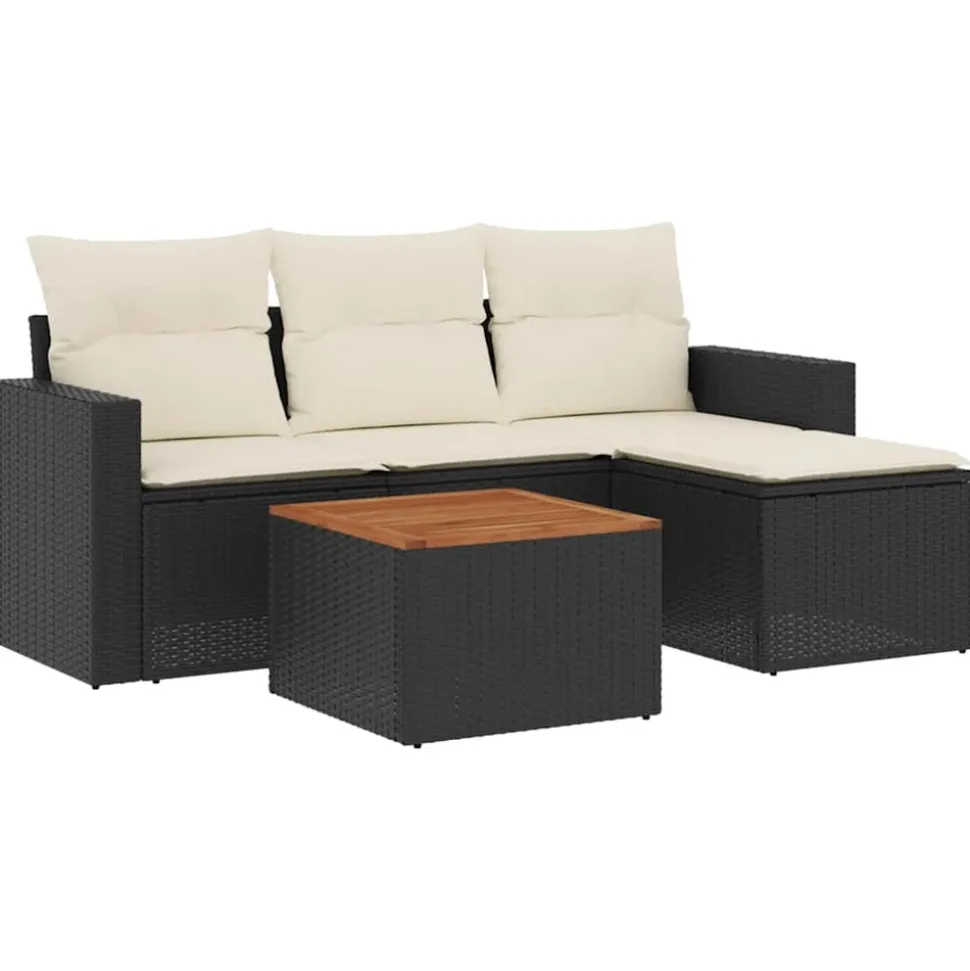 MAISON EXCLUSIVE - Salon de jardin 5 pcs avec coussins noir résine tressée
