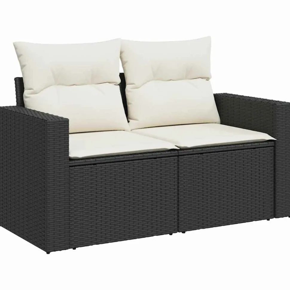 MAISON EXCLUSIVE - Salon de jardin 5 pcs avec coussins noir résine tressée