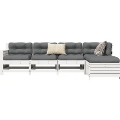 MAISON EXCLUSIVE - Salon de jardin 5 pcs blanc bois massif de pin