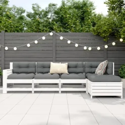 MAISON EXCLUSIVE - Salon de jardin 5 pcs blanc bois massif de pin