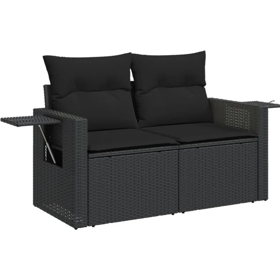 MAISON EXCLUSIVE - Salon de jardin 10 pcs avec coussins noir résine tressée