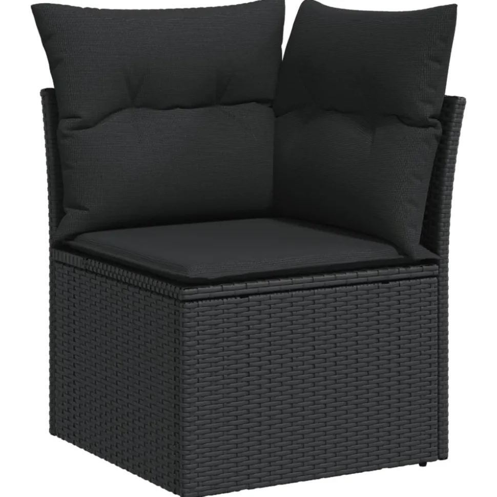 MAISON EXCLUSIVE - Salon de jardin 10 pcs avec coussins noir résine tressée