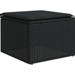 MAISON EXCLUSIVE - Salon de jardin 10 pcs avec coussins noir résine tressée