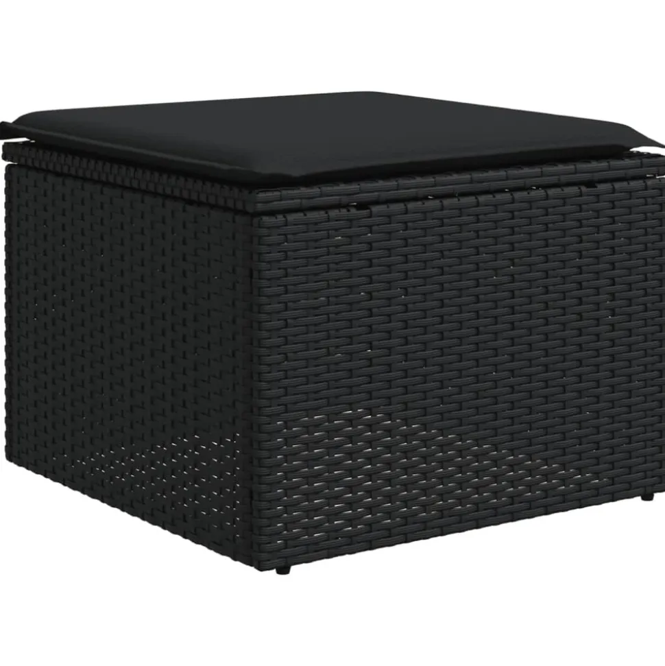 MAISON EXCLUSIVE - Salon de jardin 8 pcs avec coussins noir résine tressée