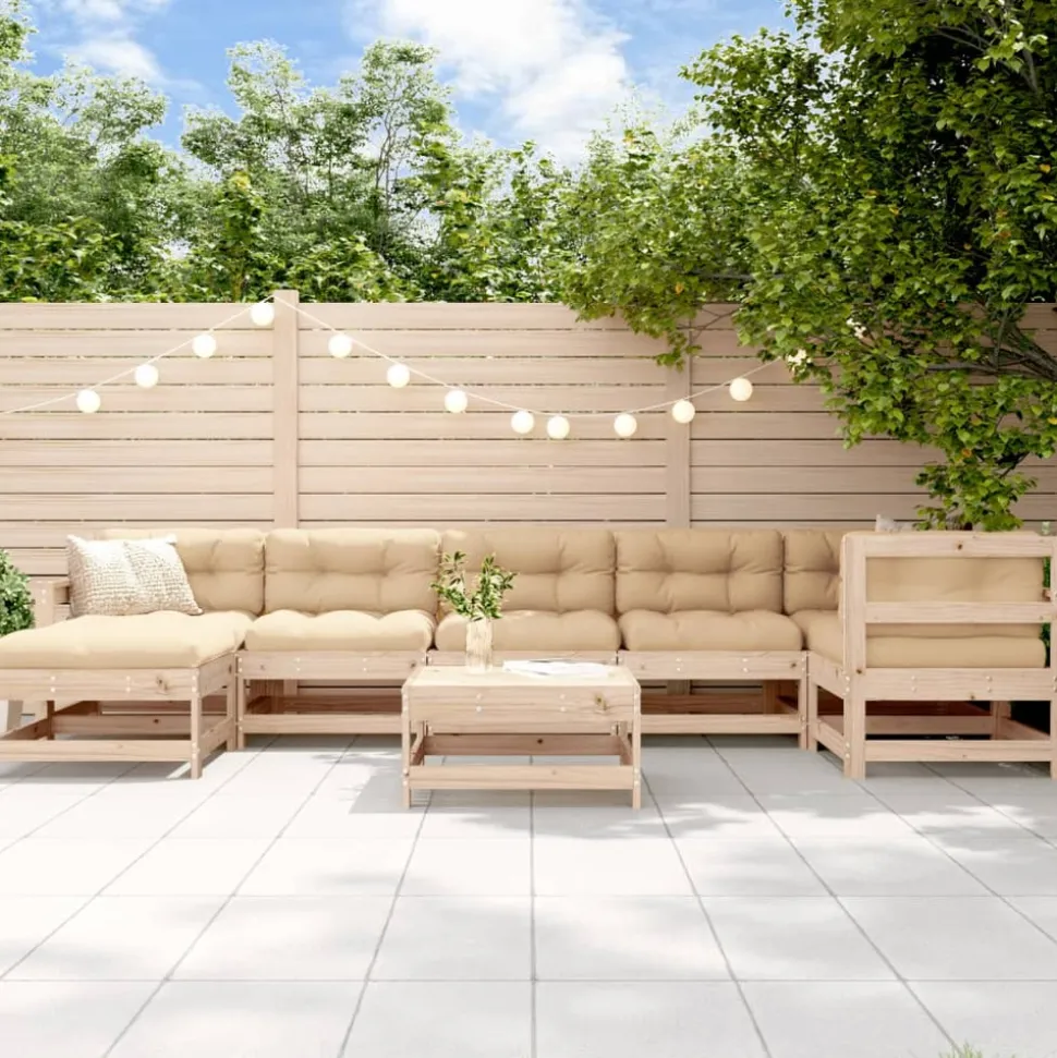 MAISON EXCLUSIVE - Salon de jardin 8 pcs avec coussins bois massif