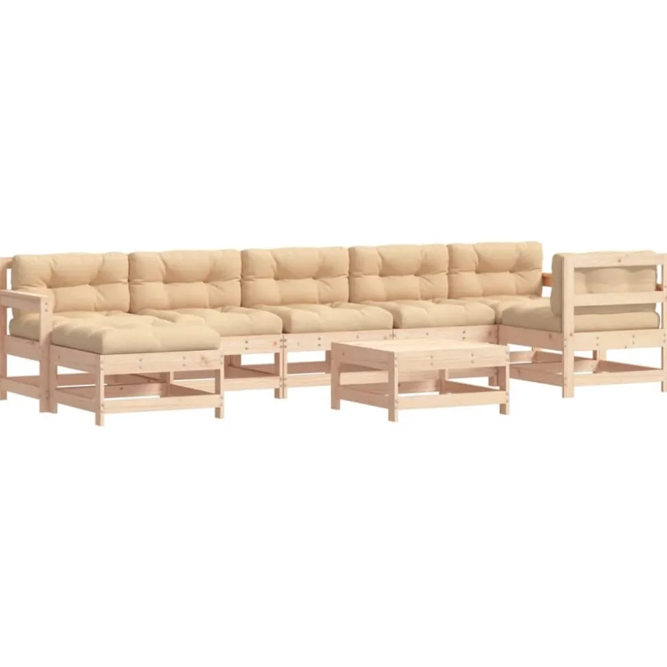 MAISON EXCLUSIVE - Salon de jardin 8 pcs avec coussins bois massif
